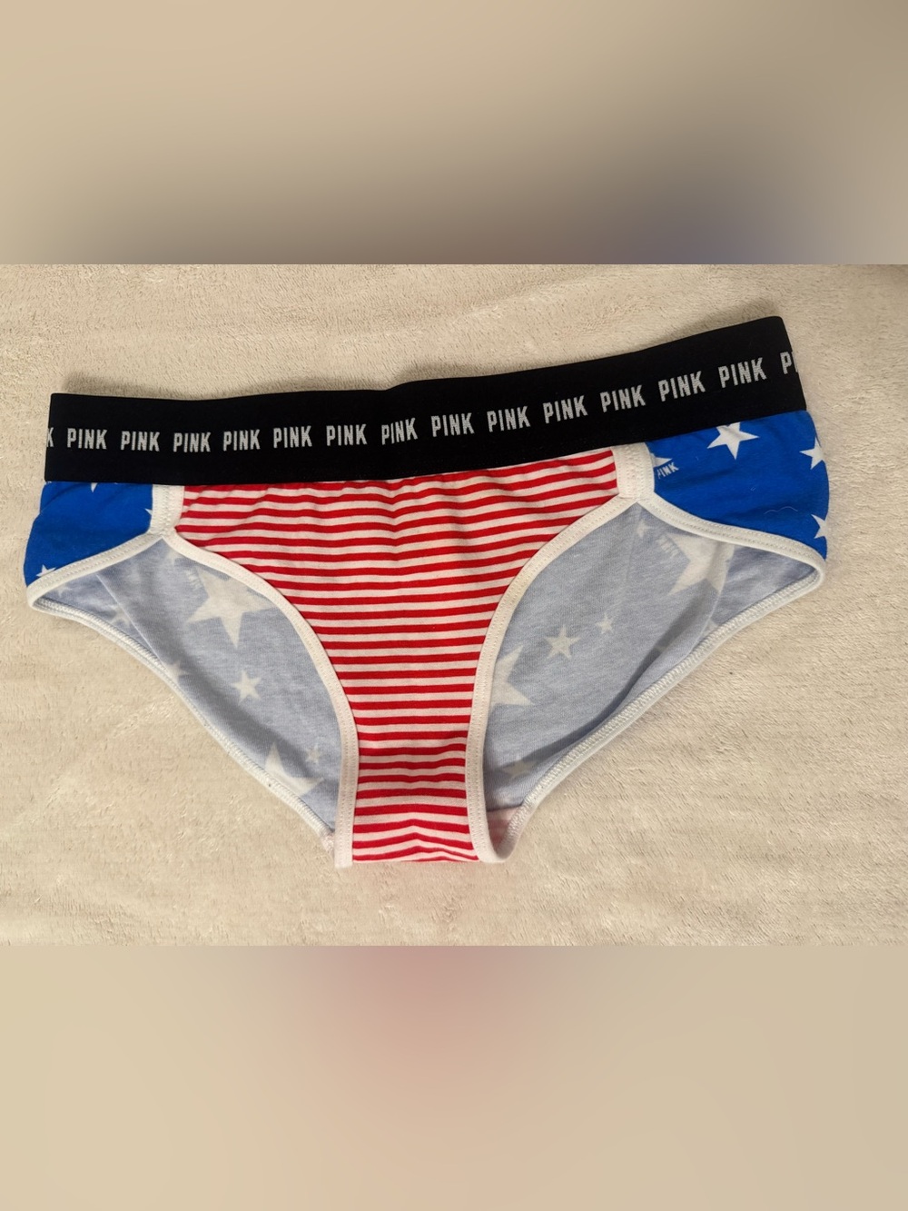 Victoria’s Secret PINK Hipster SZ S GOOD CONDITION AMERICAN FLAG!